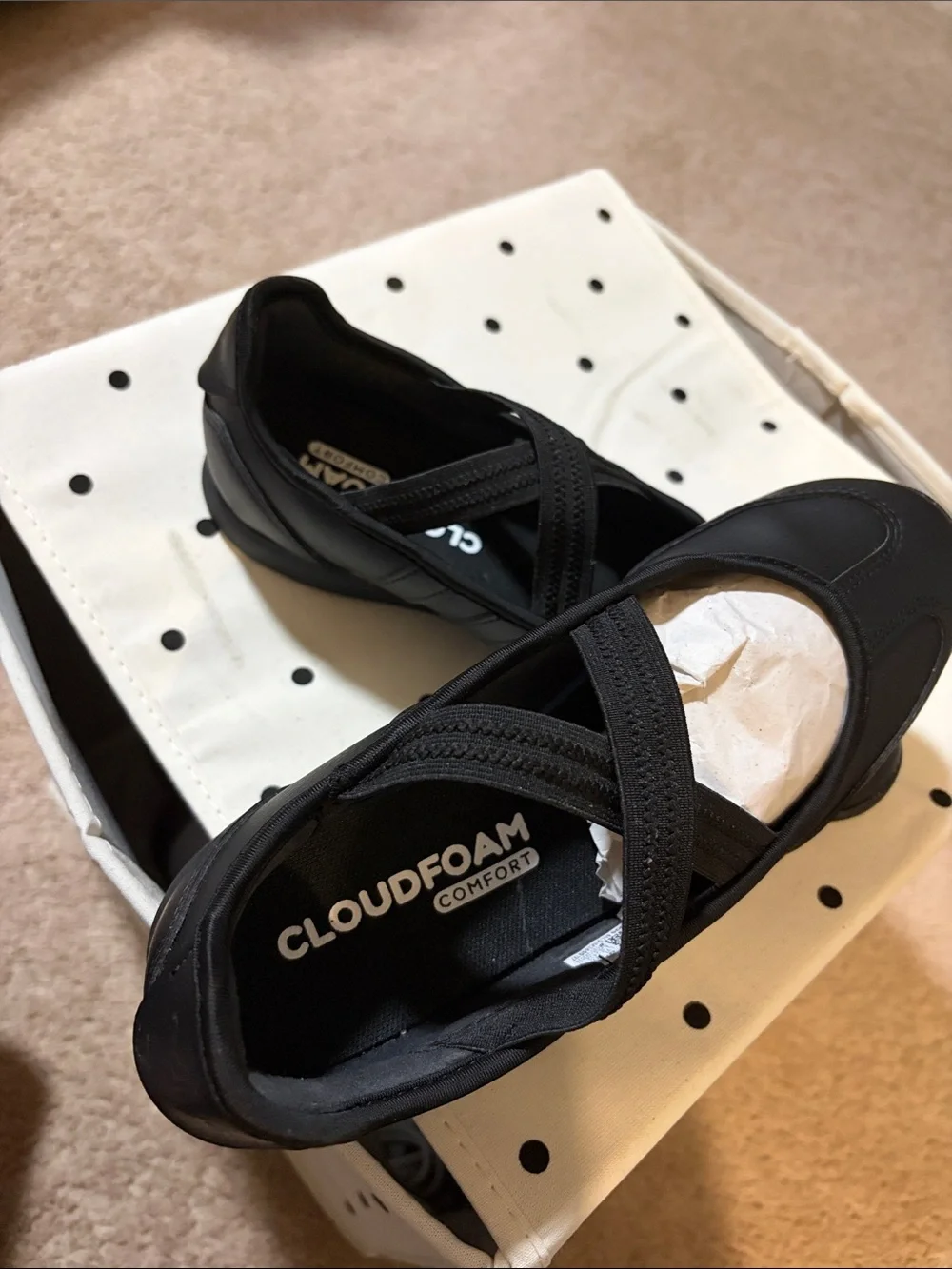 adidas Women's/youth Black Slip-On Athletic Flats with Elastic Cross Straps.